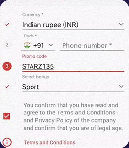Bonus code for indian players.