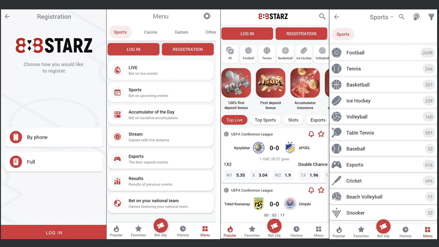 Screenshots of mobile App. 